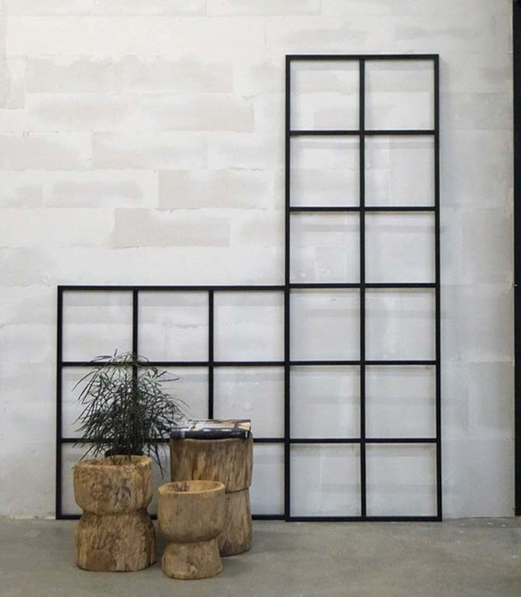 Quadratische Trennwand, Raumteiler Metall OHNE GLAS 9 Fenstern