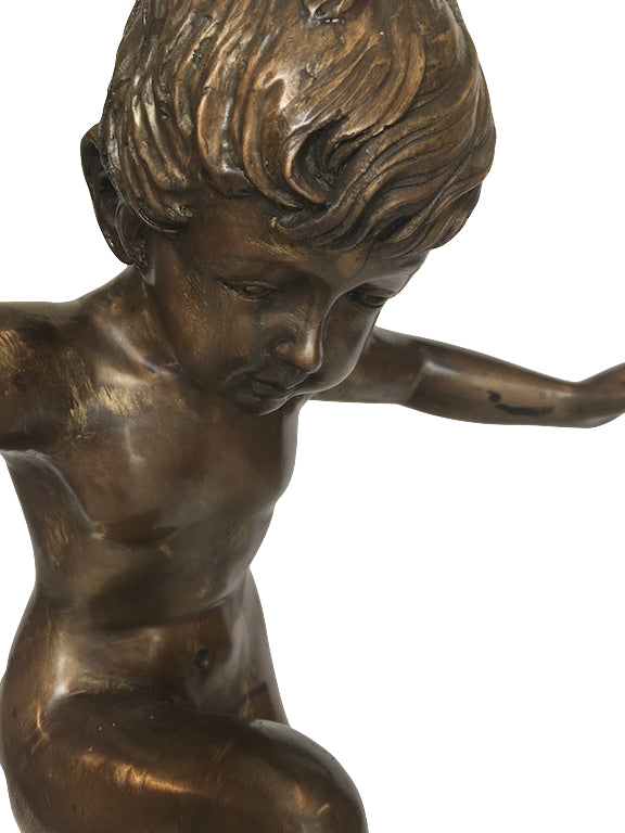 Bronze Gartenbrunnen " Junge auf Schnecke" - cosmali-shop.com