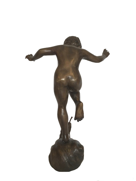 Bronze Gartenbrunnen " Junge auf Schnecke" - cosmali-shop.com