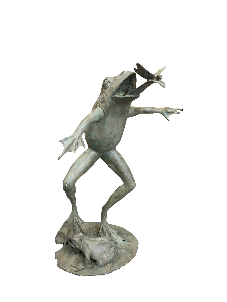Bronzefrosch mit Libellenbrunnen - Gartenbrunnen bei cosmali-shop.com