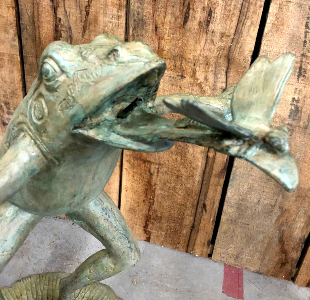 Bronzefrosch mit Libellenbrunnen - Gartenbrunnen bei cosmali-shop.com