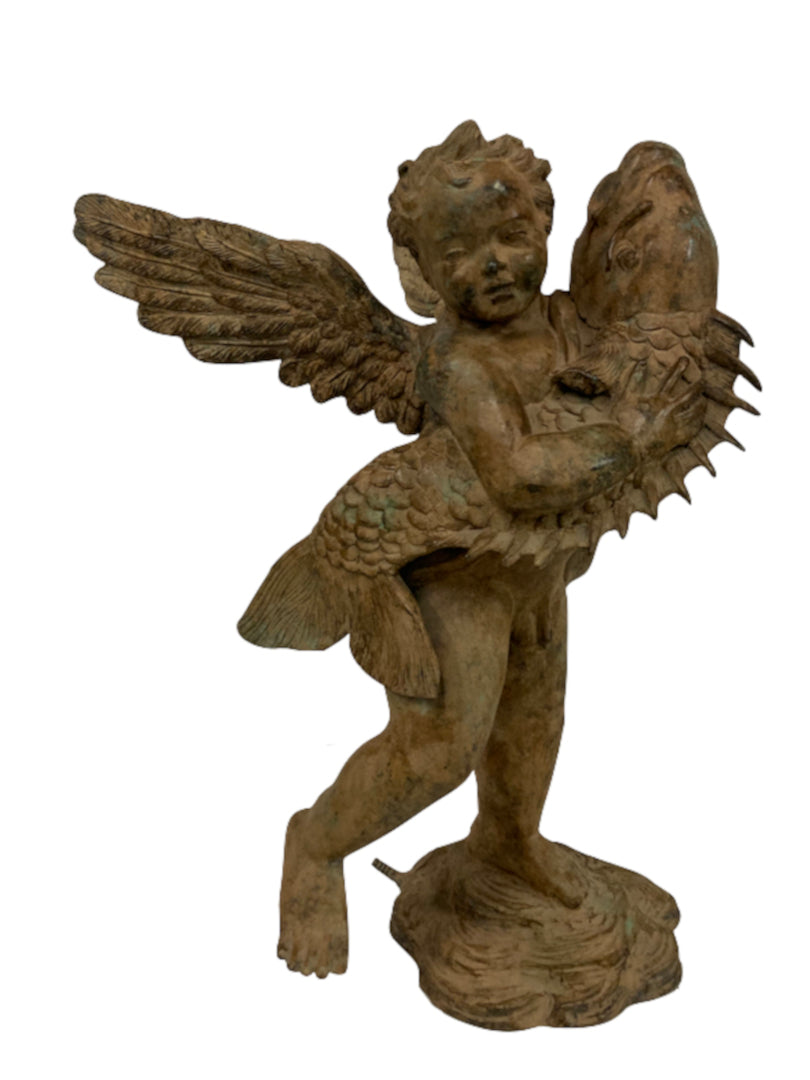 Bronze Gartenbrunnen "Junge mit Fisch" im cosmali-shop.com