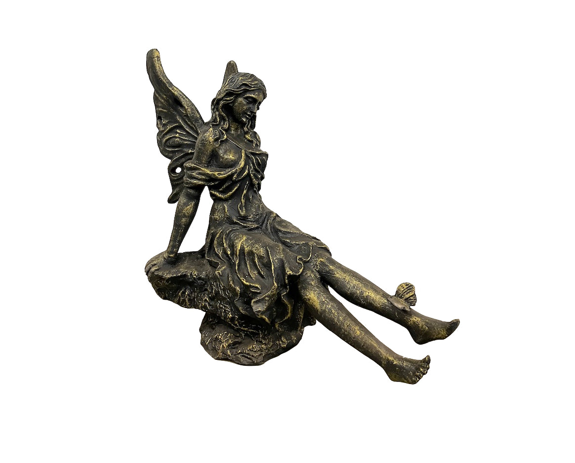 Skulptur Gusseisen "Engel mit Schmetterling" shabby gold - cosmali-shop.com
