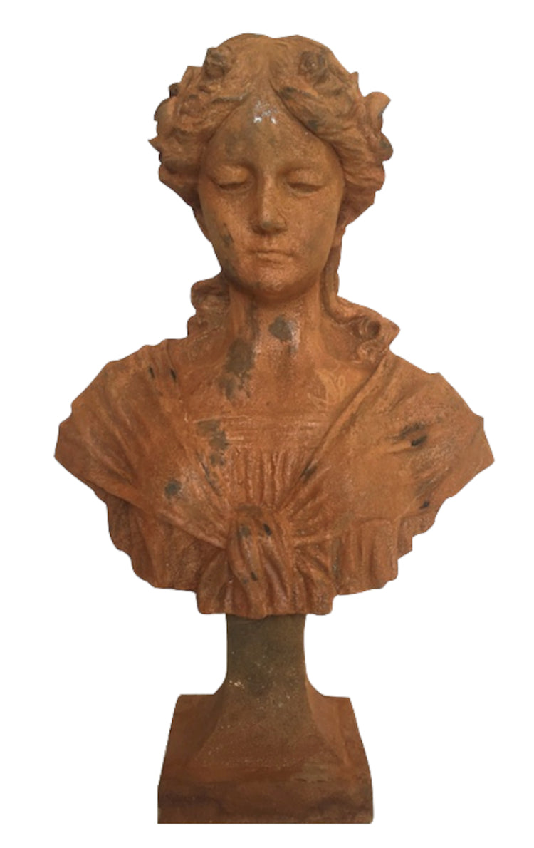 Gartenskulptur "Damenbüste" aus Gusseisen - cosmali-shop.com