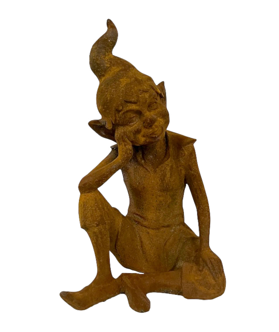 Gartenskulptur "sitzender Troll" antik rostig - cosmali-shop.com