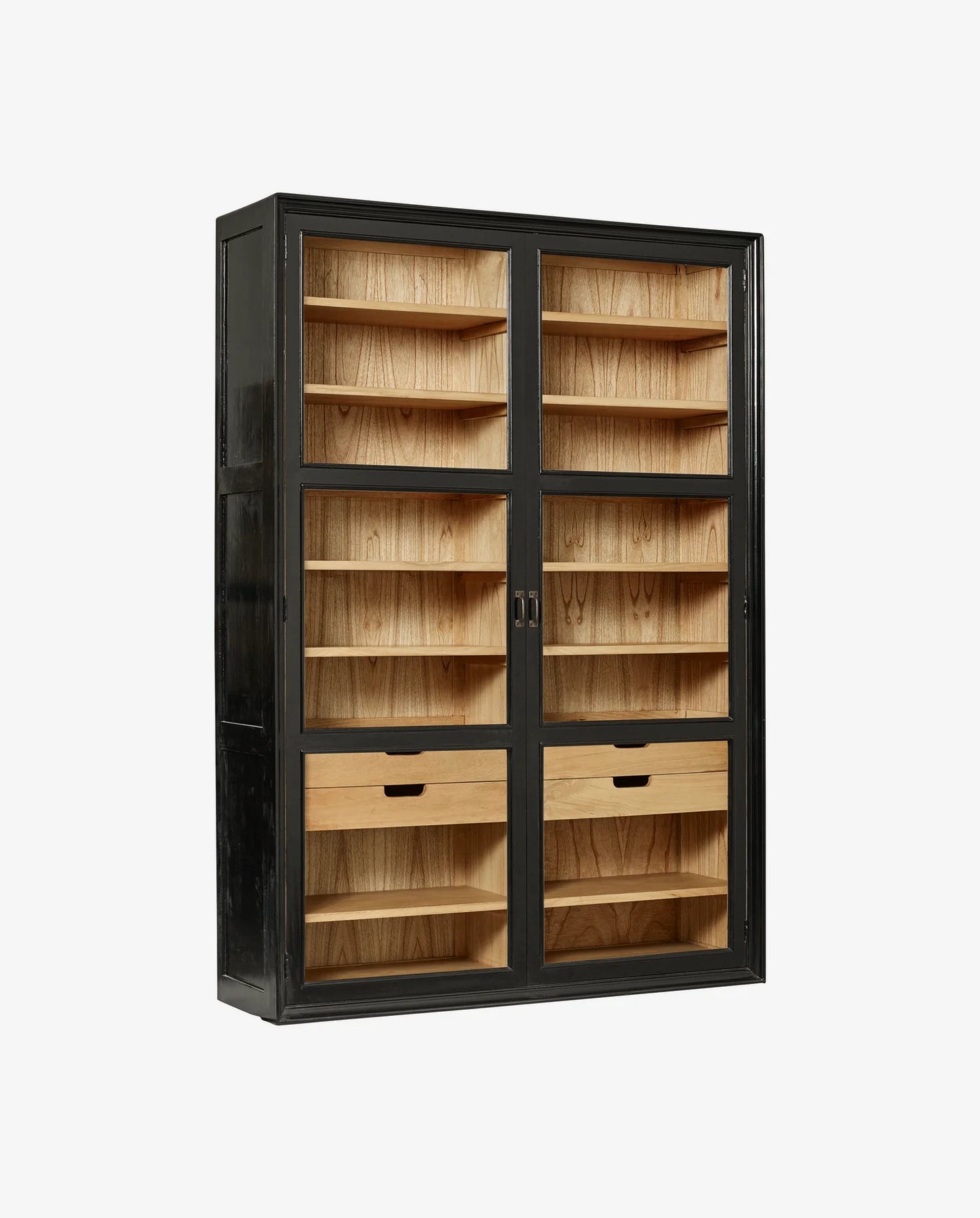 Große Holz Vitrine MAJA in schwarz-natur - cosmali-shop.com
