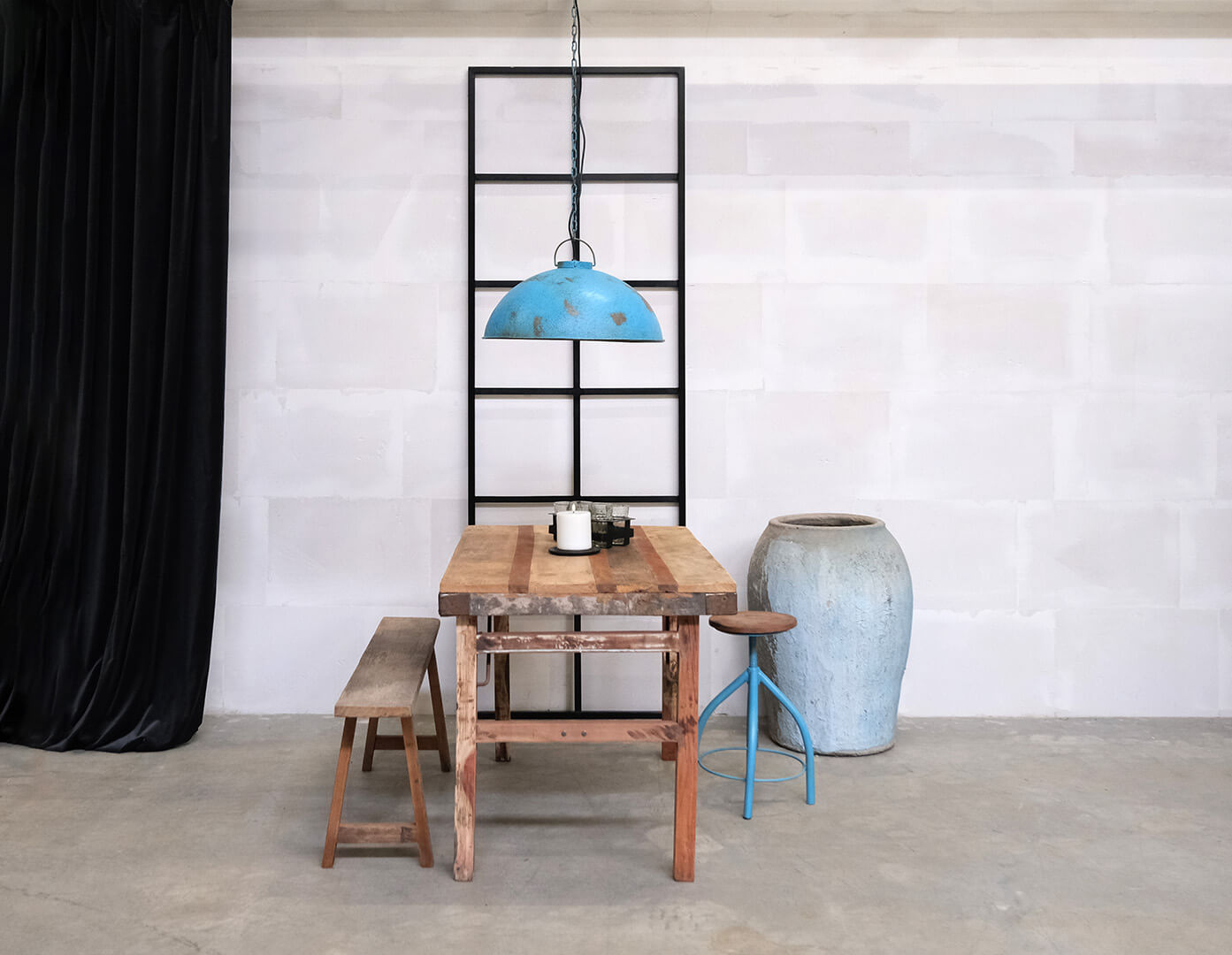 Trennwand - Raumteiler industrial mit 12 Glasfenstern