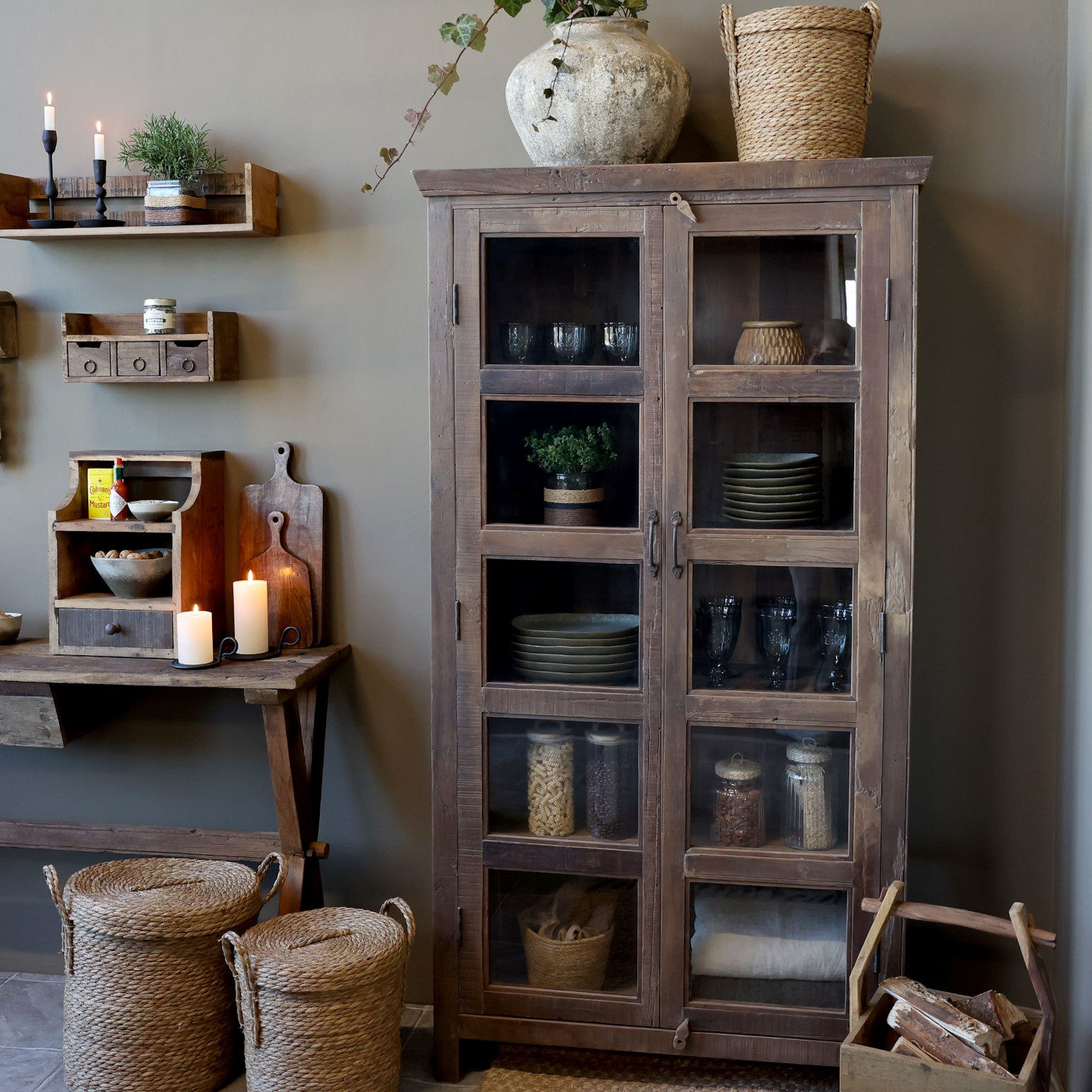 Vitrine Altholz - Schrank - cosmali-shop.de