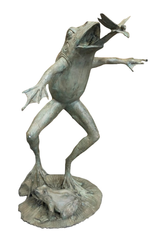 Bronzefrosch mit Libellenbrunnen - Gartenbrunnen bei cosmali-shop.com