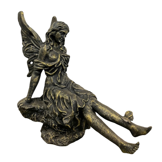 Skulptur Gusseisen "Engel mit Schmetterling" shabby gold - cosmali-shop.com