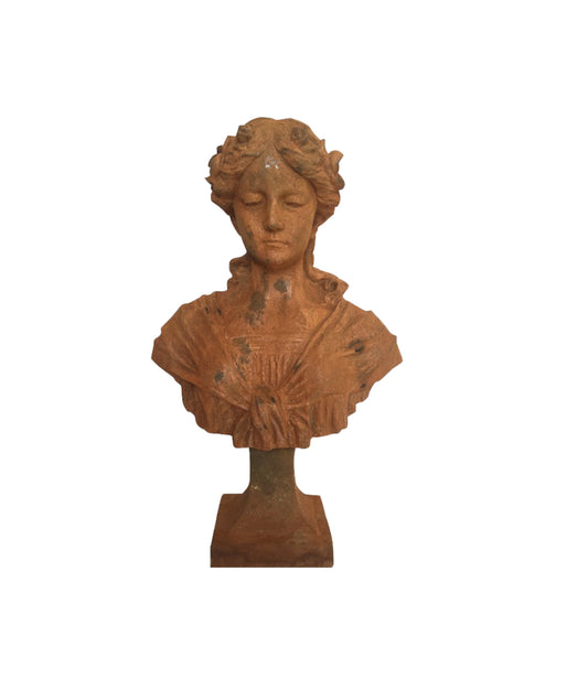 Gartenskulptur "Damenbüste" aus Gusseisen - cosmali-shop.com