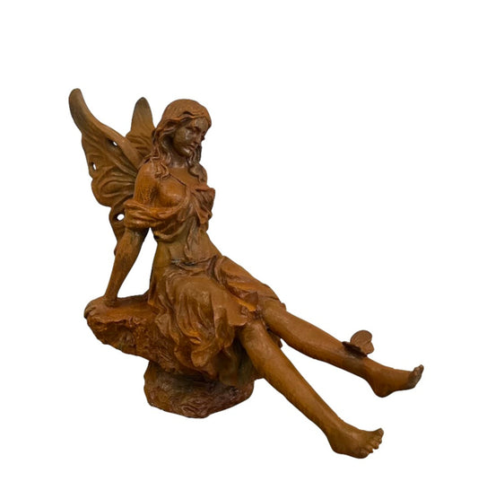 Skulptur Gusseisen "Engel mit Schmetterling" antik rostig - cosmali-shop.com