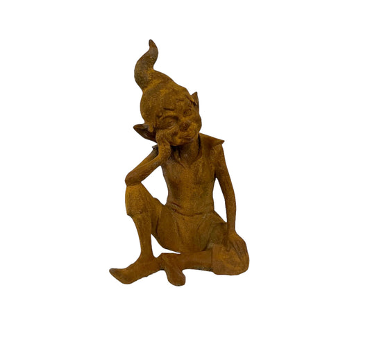Gartenskulptur "sitzender Troll" antik rostig - cosmali-shop.com