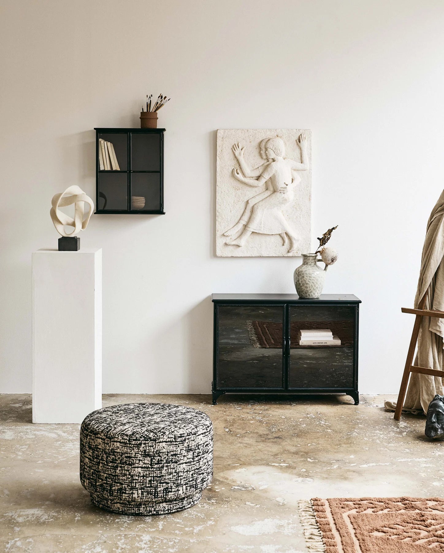 Vintage Sideboard-Vitrine industriell