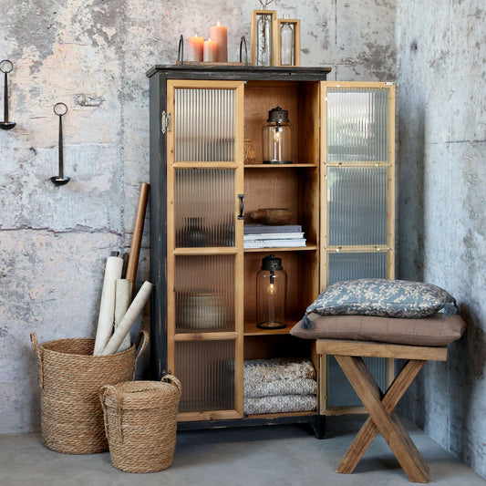 Vitrine vintage mit Riffelglas - Schrank - cosmali-shop.de