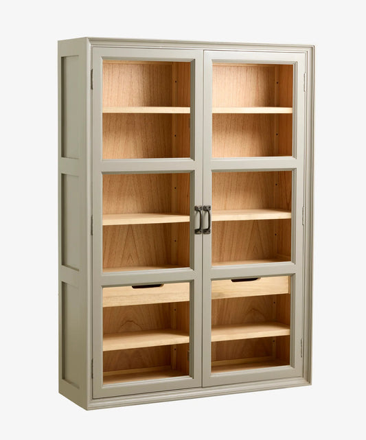 Wandvitrine MAJA grau-natur Landhausstil - cosmali-shop.com