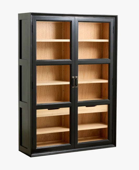 Wandvitrine MAJA schwarz-natur Landhausstil - cosmali-shop.com