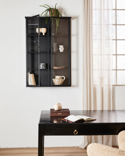 Wandvitrine BELLA schwarz Metall H 121 cm industrial - cosmali-shop.com